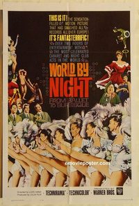 1947 WORLD BY NIGHT one-sheet movie poster '61 sexy Italian showgirls!