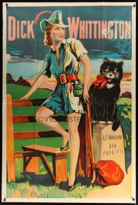 1513TF DICK WHITTINGTON stage play English 40x60 '30s cool artwork of sexy female lead & cat!