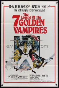 0872FF 7 BROTHERS MEET DRACULA int'l 1sh '74 The Legend of the 7 Golden Vampires, different art!