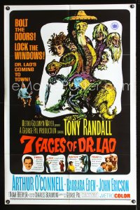 657FF 7 FACES OF DR. LAO one-sheet '64 great art of Tony Randall's personalities by Joseph Smith!