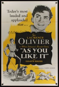 0876TF AS YOU LIKE IT 1sh R49 Sir Laurence Olivier in William Shakespeare's romantic comedy!