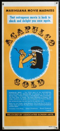 0817TF ACAPULCO GOLD Aust daybill R80s marijuana movie madness, Freak Brothers cartoon art!