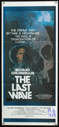 1153FF LAST WAVE Aust daybill '77 Peter Weir cult classic, Richard Chamberlain in skull image!