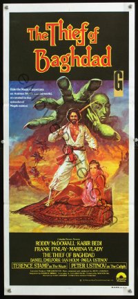 1161FF THIEF OF BAGHDAD Aust daybill '78 cool art of top stars on flying carpet + genie!
