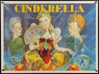 1645UF CINDERELLA stage play British quad '30s beautiful stone litho with her wicked step-sisters!
