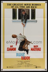 0897FF BUDDY BUDDY 1sh '81 Walter Matthau holds tied up Jack Lemmon hanging from rope out a window!