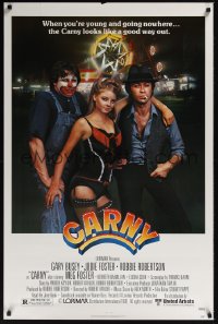 0078UF CARNY 1sh '80 Jodie Foster, Robbie Robertson, Gary Busey in carnival clown make up!