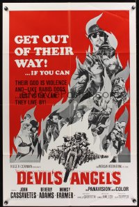 0906FF DEVIL'S ANGELS 1sh '67 Corman, Cassavetes, their god is violence, lust the law they live by!