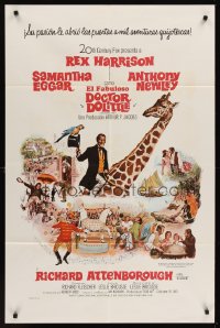 1213FF DOCTOR DOLITTLE Spanish/U.S. 1sh '67 Rex Harrison speaks with animals, Richard Fleischer!