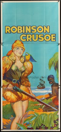 1511TF ROBINSON CRUSOE stage play English 3sh '30s full-length w/Friday & bird by ship at sea!