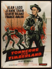 1180FF GUNS OF THE TIMBERLAND French 1p '60s cool different artwork of Alan Ladd by P. Marty!