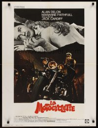 1254FF GIRL ON A MOTORCYCLE French 23x32 '68 sexy Marianne Faithfull on motorcycle & w/Alain Delon!