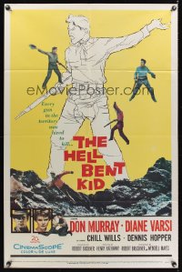0933FF FROM HELL TO TEXAS 1sh '58 cool full-length art of Don Murray w/rifle, The Hell Bent Kid!