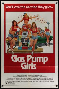 0934FF GAS PUMP GIRLS 1sh '78 you'll love the service these sexy barely dressed attendants give!