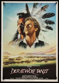 1255UF DANCES WITH WOLVES German '91 great Casaro art of Kevin Costner & Native American Indian!