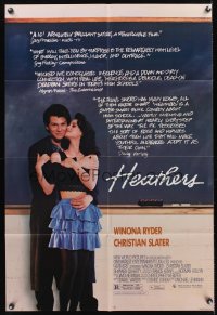 0945FF HEATHERS 1sh '89 great image of really young Winona Ryder & Christian Slater!