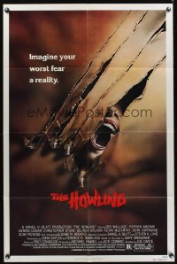 0961FF HOWLING 1sh '81 Joe Dante, cool image of screaming female attacked by werewolf!