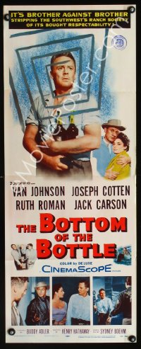 640FF BOTTOM OF THE BOTTLE insert movie poster '56 alcoholic Van Johnson, Joseph Cotten, Ruth Roman