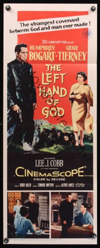 1106FF LEFT HAND OF GOD insert '55 art of priest Humphrey Bogart holding gun + sexy Gene Tierney!