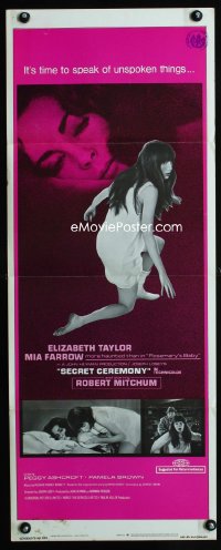 0651FF SECRET CEREMONY insert '68 Liz Taylor, Mia Farrow, Robert Mitchum, Joseph Losey