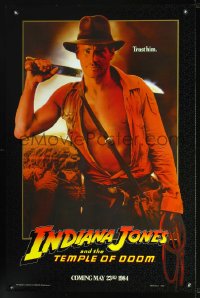 0967UF INDIANA JONES & THE TEMPLE OF DOOM teaser 1sh '84 Harrison Ford with machete, trust him!
