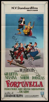1168FF FORTUNELLA Italian locandina '57 wacky comedy written by Federico Fellini, art by De Seta!
