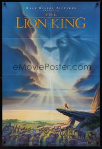 0986FF LION KING DS 1sh '94 classic Disney cartoon set in Africa, cool image of Mufasa in sky!