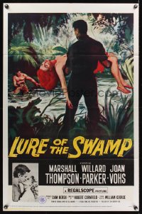 0993FF LURE OF THE SWAMP 1sh '57 two men & a super sexy woman find their destination is Hell!