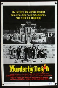 735FF MURDER BY DEATH one-sheet poster '76 great Charles Addams artwork of cast by spooky house!