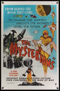 1005FF MYSTERIANS 1sh '59 Ishiro Honda, they're abducting Earth's women & leveling its cities!