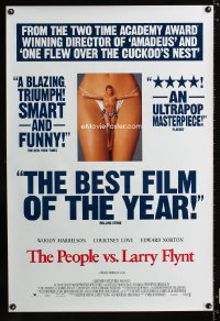 0742UF PEOPLE VS. LARRY FLYNT DS reviews 1sh '96 Woody Harrelson as the founder of Hustler Magazine!
