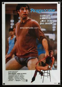 0744FF PERFECT Span/US 1sh '85 great different image of John Travolta working out, Jamie Lee Curtis