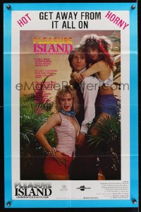 1018FF PLEASURE ISLAND 24x37 1sh '85 get away from it all with hot and horny babes!