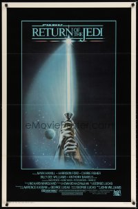 1467TF RETURN OF THE JEDI int'l 1sh '83 George Lucas classic, cool lightsaber artwork!