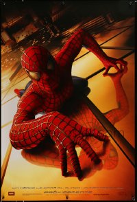 2365UF SPIDER-MAN int'l teaser DS 1sh '02 Tobey Maguire climbing building, Raimi, Marvel!