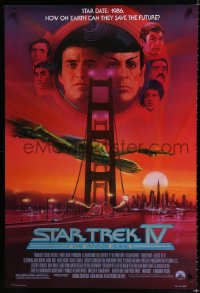 1624UF STAR TREK IV 1sh '86 art of Leonard Nimoy, Shatner & Klingon Bird-of-Prey by Bob Peak!