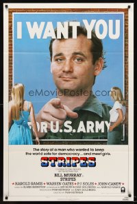 1228FF STRIPES style B 1sh '81 Ivan Reitman classic military comedy, Bill Murray wants YOU!