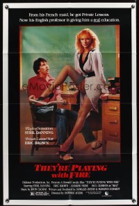 1052FF THEY'RE PLAYING WITH FIRE 1sh '84 sexy Playboy Sensation Sybil Danning is the teacher!