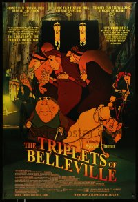 819UF TRIPLETS OF BELLEVILLE Canadian one-sheet '03 Les Triplettes de Bellville, great cartoon art!