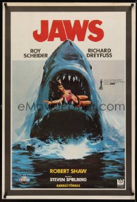 1195UF JAWS Turkish '75 best different art of classic man-eating shark with sexy girl in mouth!