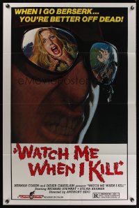 1064FF WATCH ME WHEN I KILL 1sh '77 cool art of scared girl in killer's mirrored sunglasses!