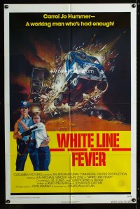 0785FF WHITE LINE FEVER style B 1sh '75 Jan-Michael Vincent, cool truck crash artwork!