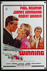 0787FF WINNING 1sh '69 Paul Newman, Joanne Woodward, Indy car racing art by Howard Terpning!