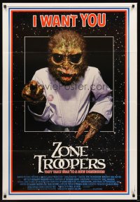 1235FF ZONE TROOPERS 1sh '85 Uncle Sam-like alien, parody of James Montgomery Flagg's I Want You!
