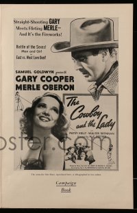 2603 COWBOY & THE LADY pressbook R54 great images of Gary Cooper & beautiful Merle Oberon!