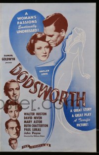 2606 DODSWORTH pressbook R44 directed by William Wyler, Walter Huston, David Niven, Mary Astor!
