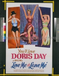 #384 LOVE ME OR LEAVE ME 1sh R64 full-length sexy Doris Day as famed Ruth Etting!