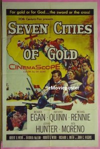 #1032 7 CITIES OF GOLD 1sh '55 Egan, Quinn 