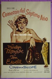 #8879 7 YEAR ITCH Spanish/U.S. 1sh '55 Billy Wilder, art of sexy Marilyn Monroe & Tom Ewell!
