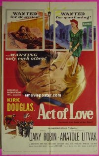 #4047 ACT OF LOVE 1sh '53 Douglas, Robin 